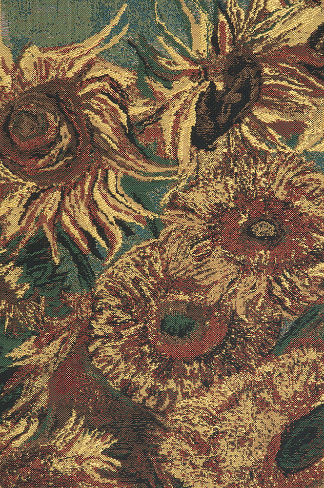 Vincent Van Gogh Sunflowers Vintage Tapestry Wall Hanging 33 x 26 in Floral Fine Art Jacquard Woven Decor