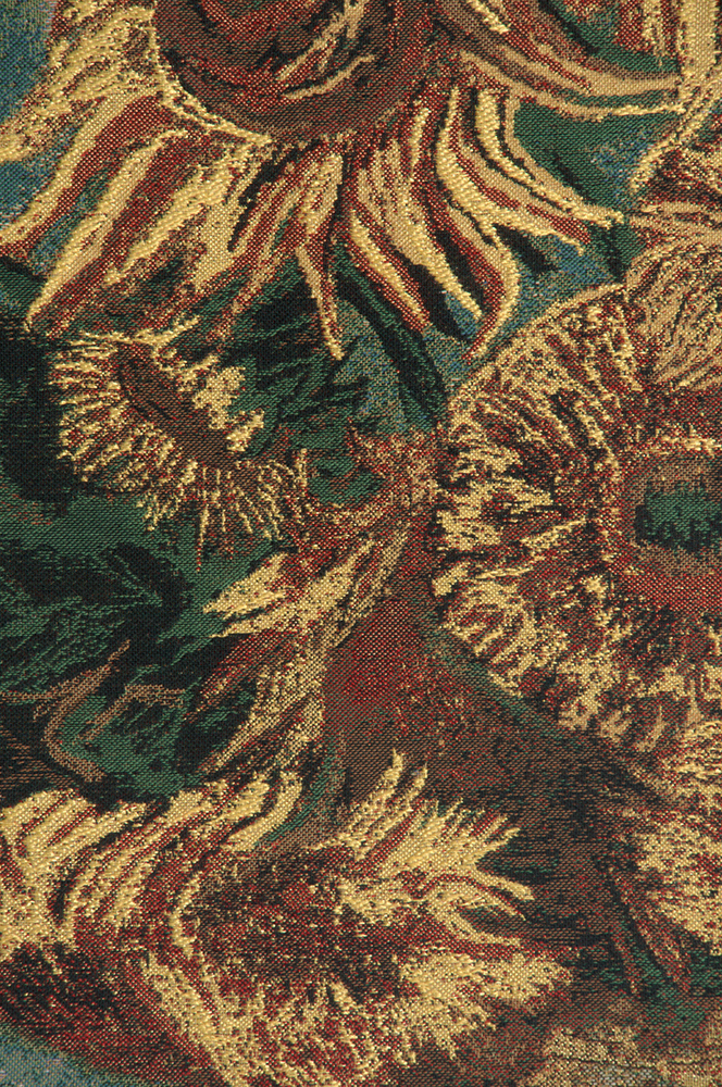 Vincent Van Gogh Sunflowers Gold Vintage Tapestry Wall Hanging 21 x 18 in Floral Fine Art Woven Decor