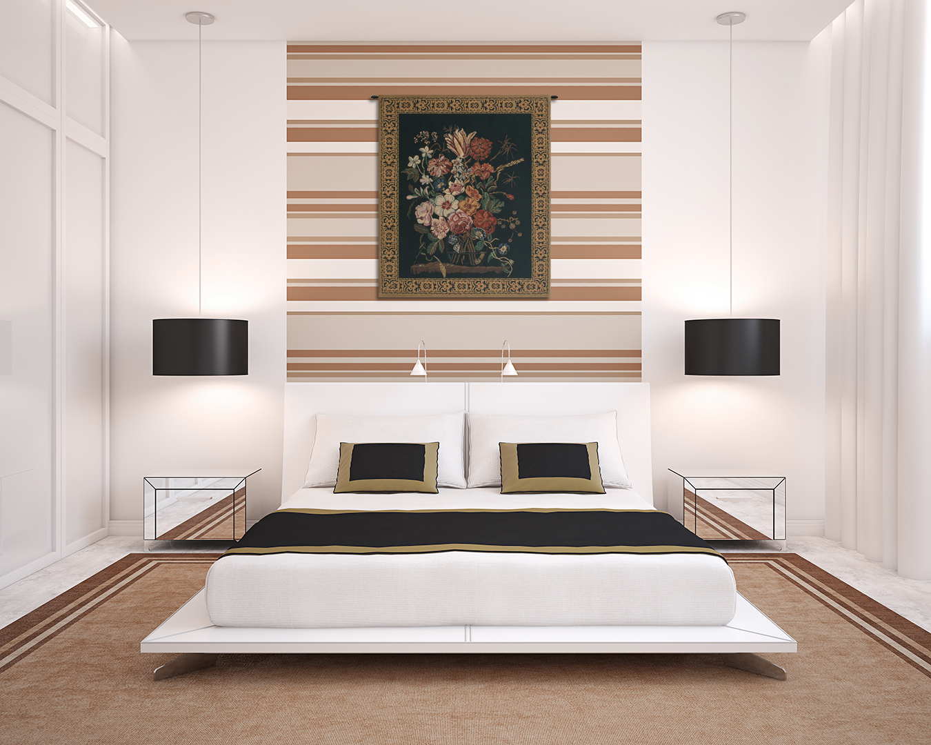 Nicolaes Van Verendael Bouquet Decorative Tapestry Wall Hanging 33 x 26 in Floral Still Life Woven Decor