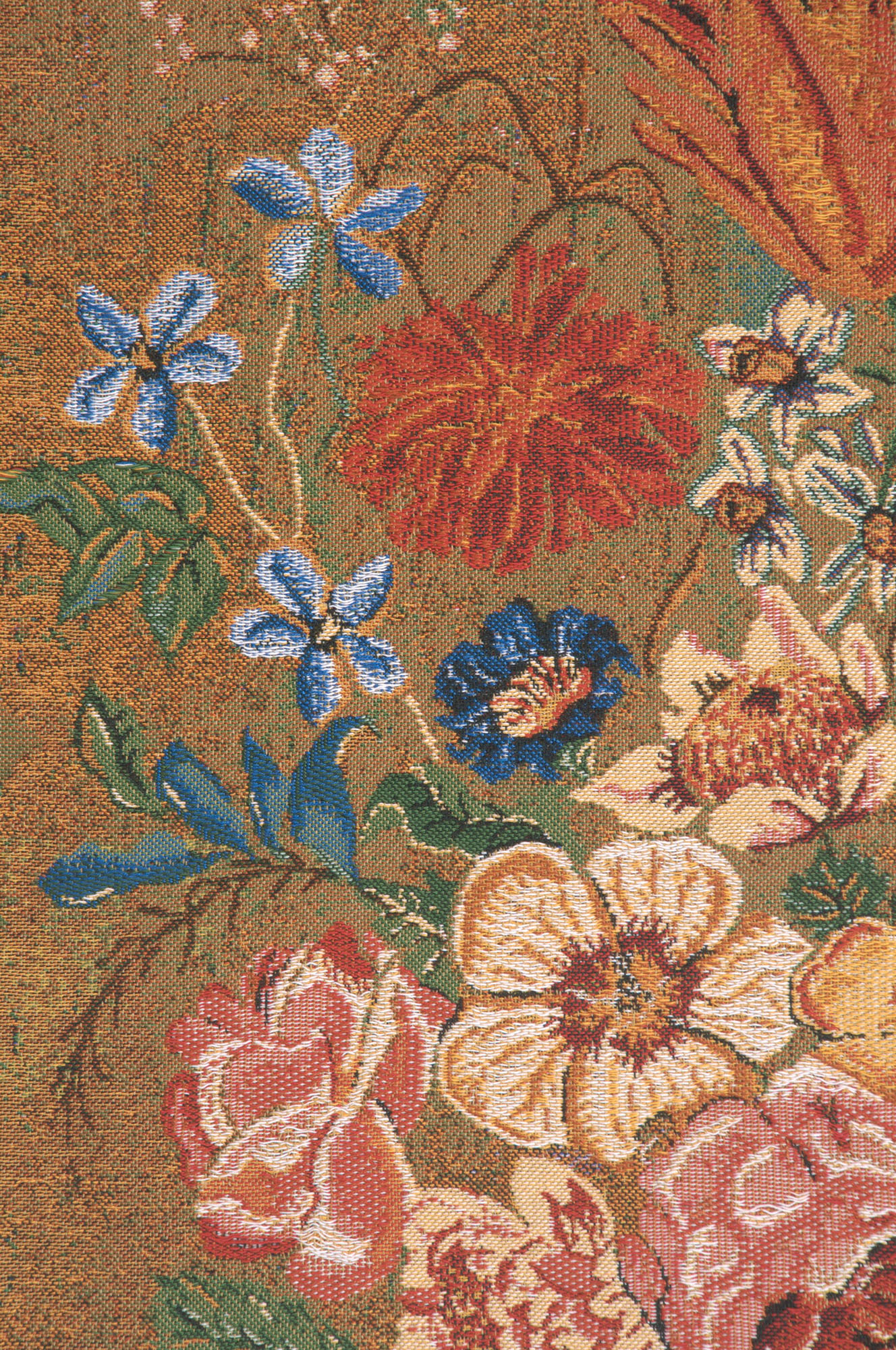 Nicolaes Van Verendael Terracotta Decorative Tapestry Wall Hanging 31 x 30 Floral Still Life Jacquard Woven Decor