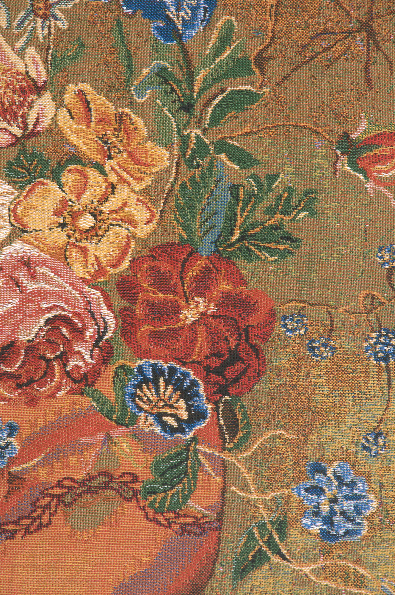 Nicolaes Van Verendael Terracotta Decorative Tapestry Wall Hanging 31 x 30 Floral Still Life Jacquard Woven Decor
