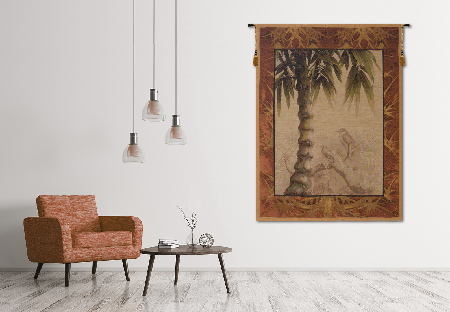 Le Palmier French Tapestry Wall Hanging 60x44 Inch Cotton Jacquard Woven Wall Tapestry