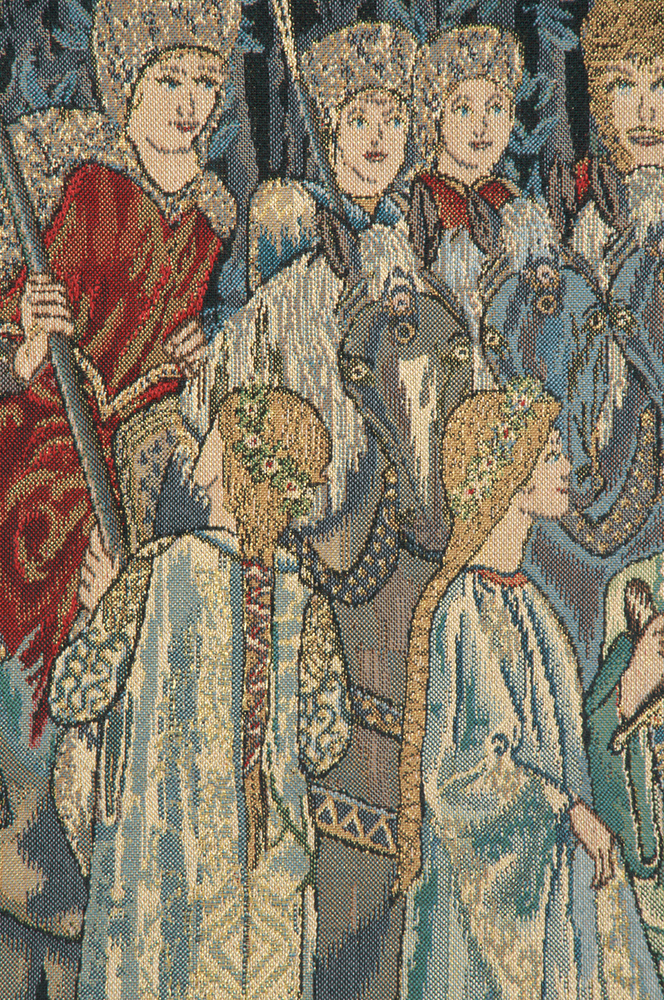 William Morris Knights Departure Tapestry Wall Hanging 33 x 45 in Medieval Jacquard Woven Arts Crafts Decor