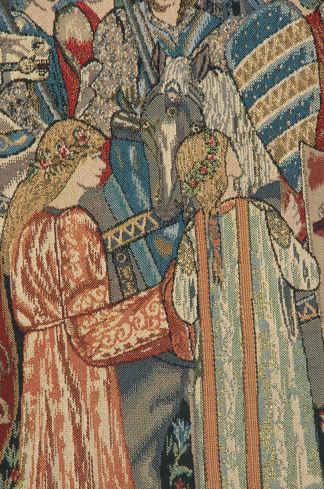 William Morris Knights Departure Tapestry Wall Hanging 33 x 45 in Medieval Jacquard Woven Arts Crafts Decor