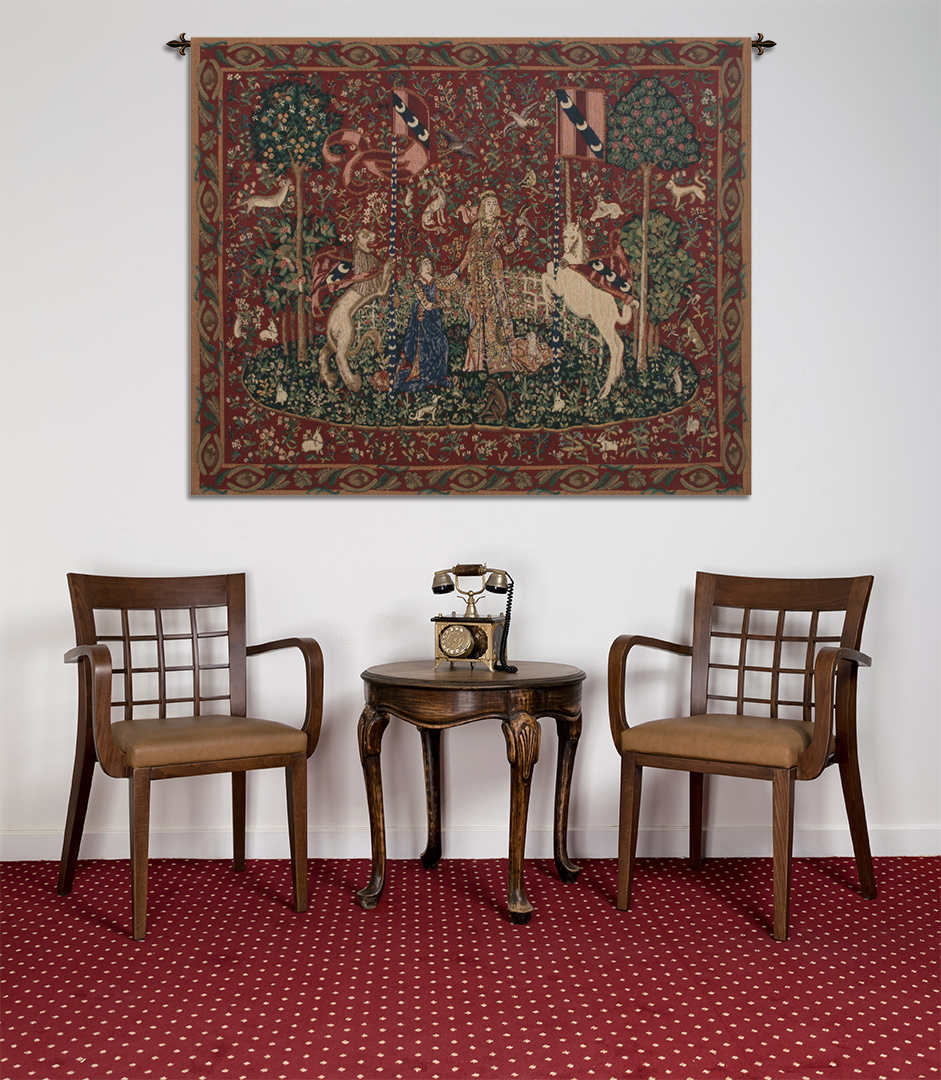 Medieval Taste With Border Tapestry Wall Hanging 33 x 43 in Lady Unicorn French Jacquard Woven Wall Decor