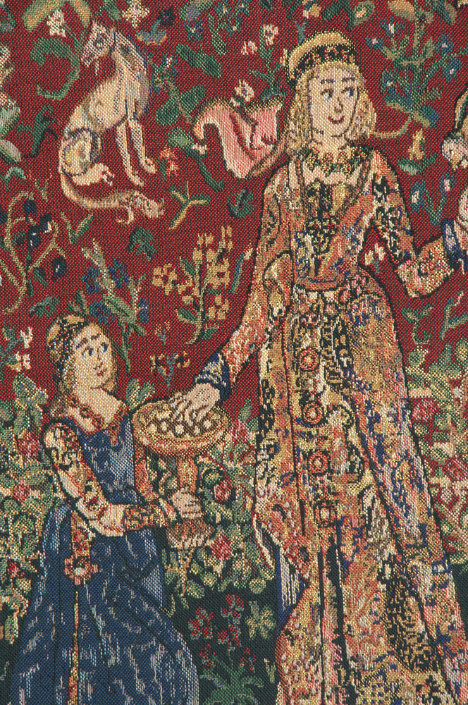 Medieval Taste Lady and Unicorn Tapestry Wall Hanging 33 x 43 in French Jacquard Woven Renaissance Wall Decor