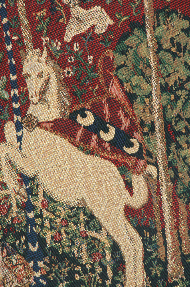 Medieval Taste Lady and Unicorn Tapestry Wall Hanging 33 x 43 in French Jacquard Woven Renaissance Wall Decor