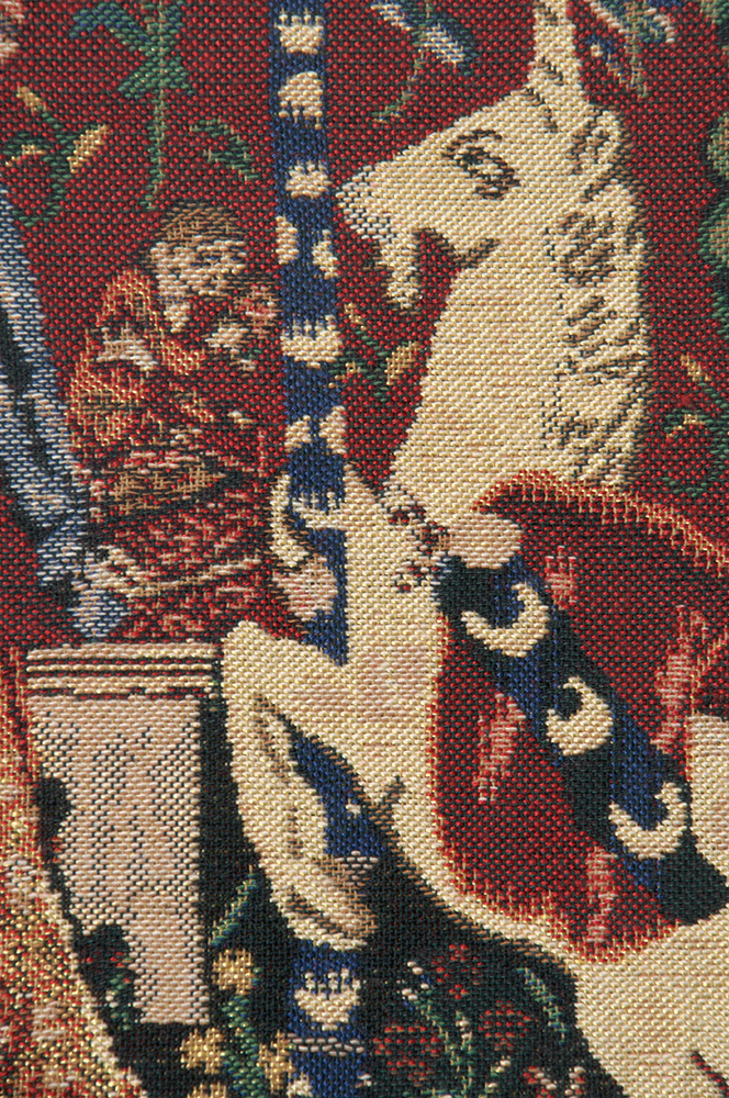 Medieval Smell Lady and Unicorn Tapestry Wall Hanging 27 x 16 in French Jacquard Woven Renaissance Wall Decor