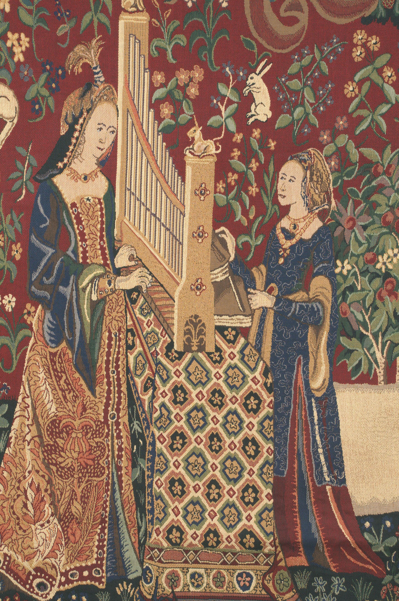 Medieval Lady and Unicorn Series II Tapestry Wall Hanging 66 x 156 in French Jacquard Woven Renaissance Decor