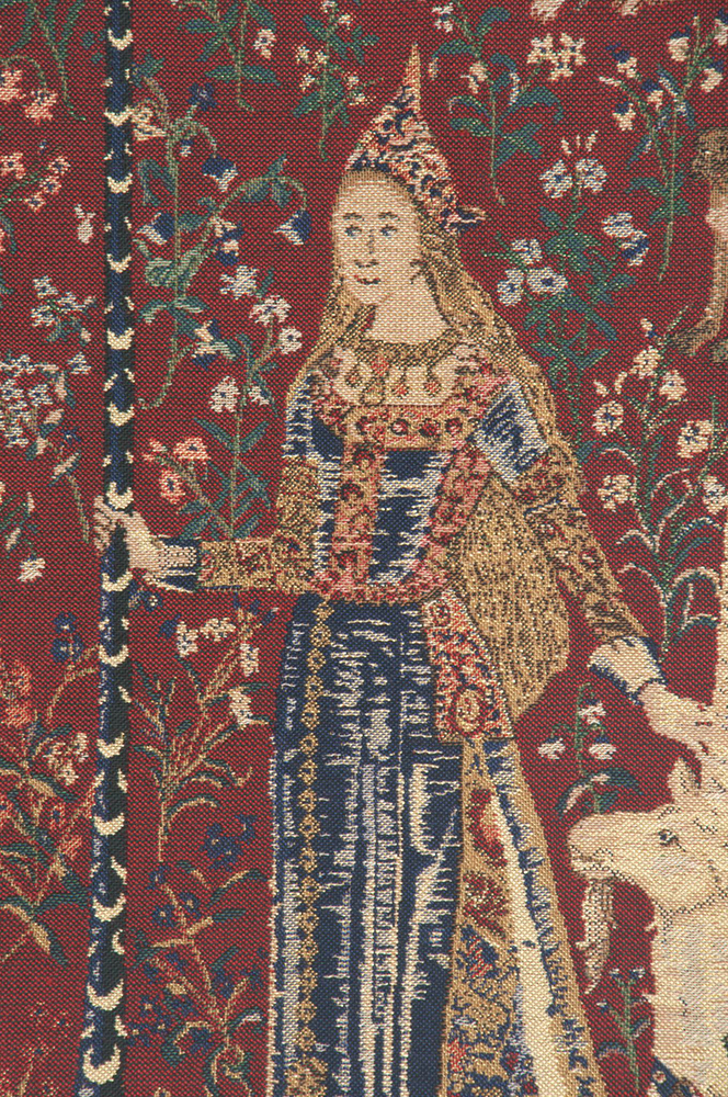 Medieval Touch Lady and Unicorn Tapestry Wall Hanging 42 x 33 in French Jacquard Woven Renaissance Wall Decor