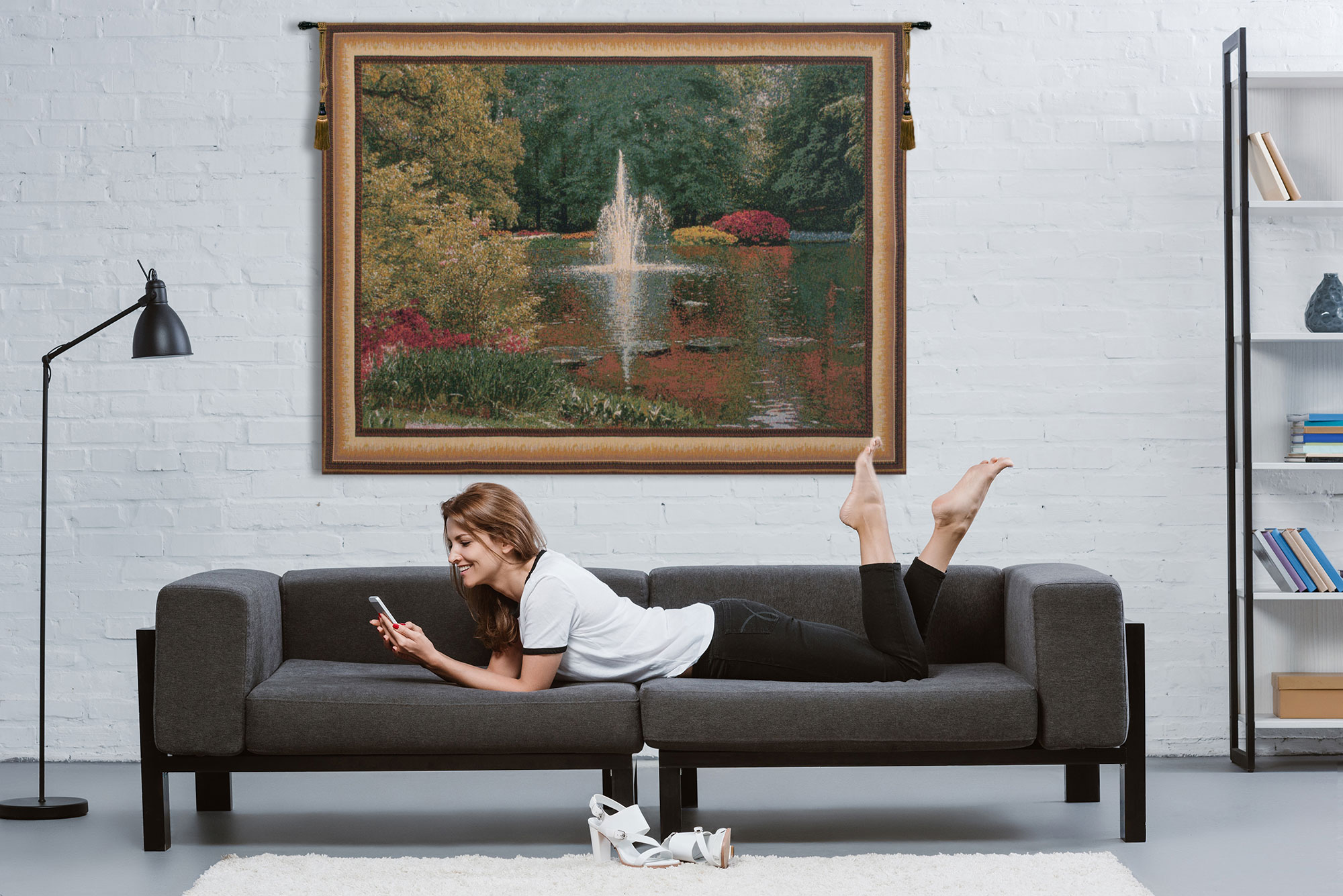 Keukenhof Belgian Tapestry Wall Hanging 26x40 Inch Cotton Jacquard Woven Wall Tapestry