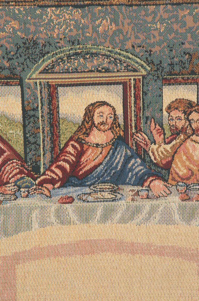 Leonardo da Vinci Last Supper II Tapestry Wall Hanging 24 x 47 in Renaissance Religious Jacquard Woven Wall Decor