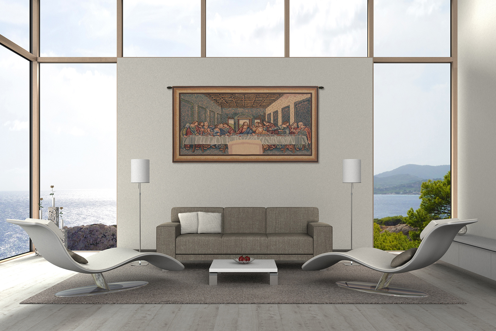 Leonardo da Vinci Last Supper II Tapestry Wall Hanging 24 x 47 in Renaissance Religious Jacquard Woven Wall Decor