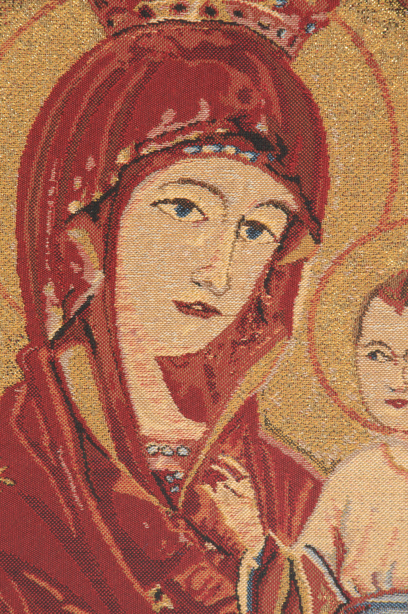 Madonna and Child II Belgian Tapestry Wall Hanging 28 x 21 in Religious Jacquard Woven Renaissance Wall Art Decor