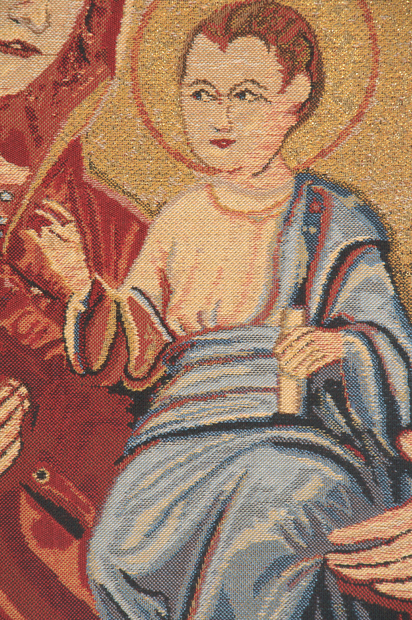 Madonna and Child II Belgian Tapestry Wall Hanging 28 x 21 in Religious Jacquard Woven Renaissance Wall Art Decor