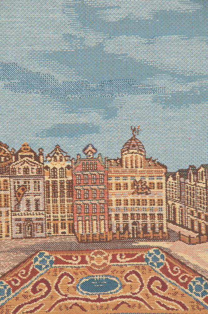 Brussels Place Bleu Belgian Tapestry Wall Hanging 17x22 Inch Cotton Jacquard Woven Wall Tapestry