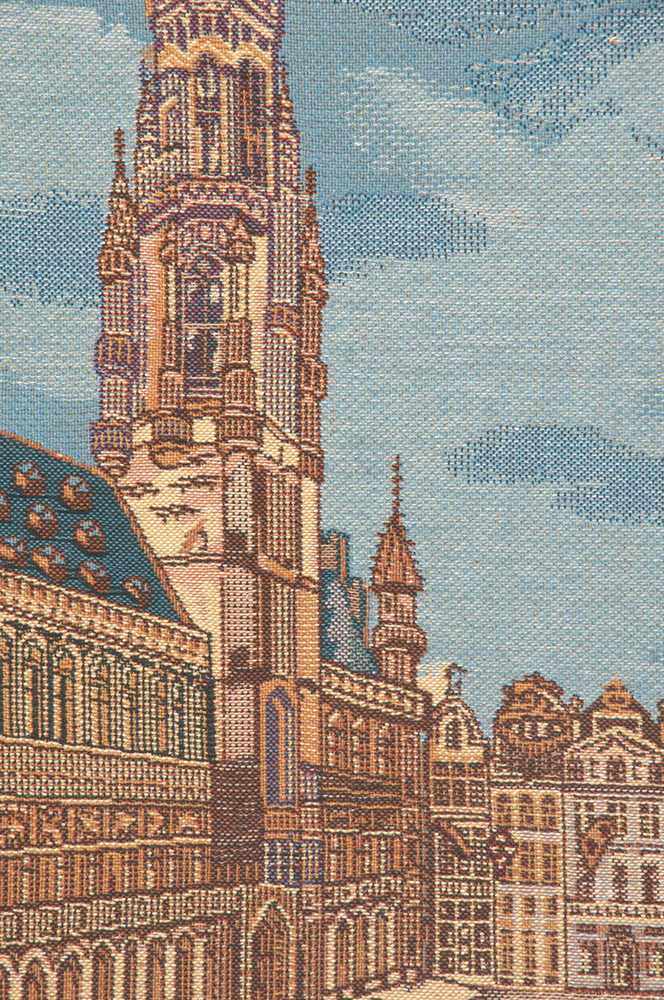 Brussels Place Bleu Belgian Tapestry Wall Hanging 17x22 Inch Cotton Jacquard Woven Wall Tapestry
