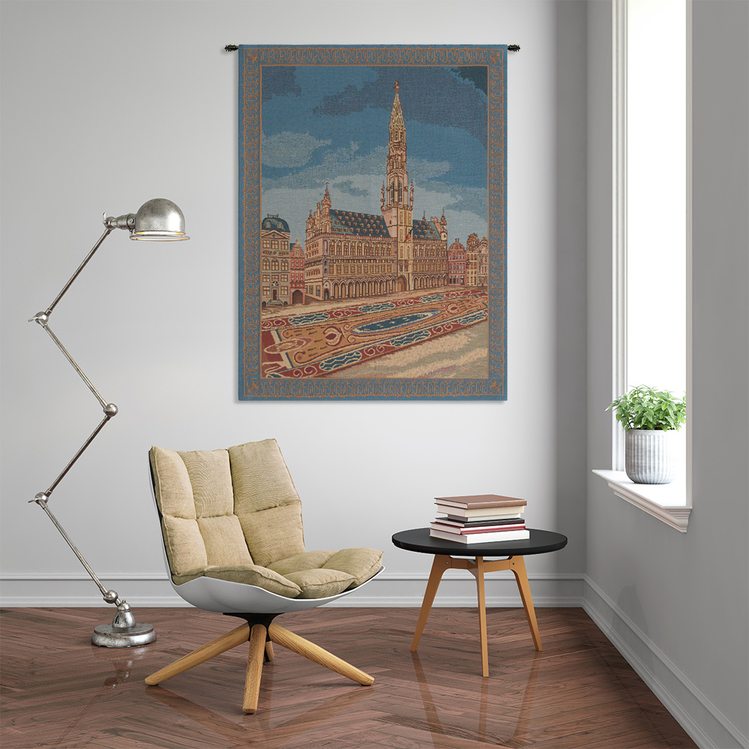 Brussels Place Belgian Tapestry Wall Hanging 27x21 Inch Cotton Jacquard Woven Wall Tapestry