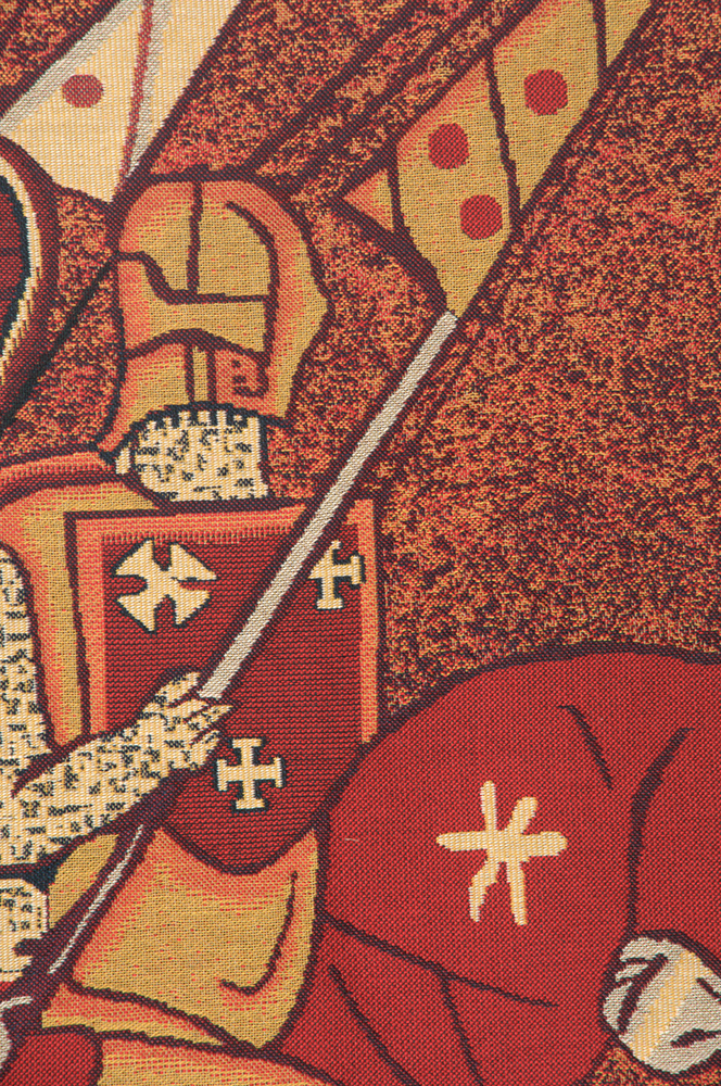 Godfrey of Bouillon Tapestry Wall Hanging 26 x 21 in Medieval Knight Crusader Jacquard Woven European Wall Decor