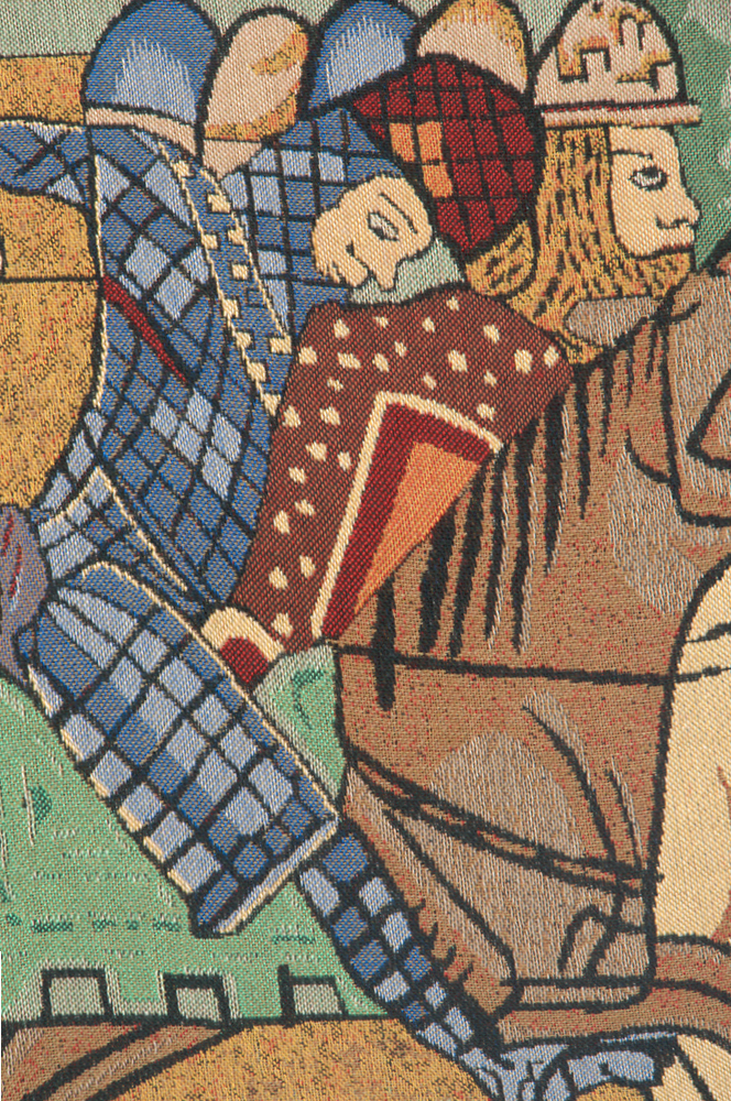 Chevaliers de St Gregoire Tapestry Wall Hanging 21 x 45 in Medieval Knights Jacquard Woven European Wall Decor