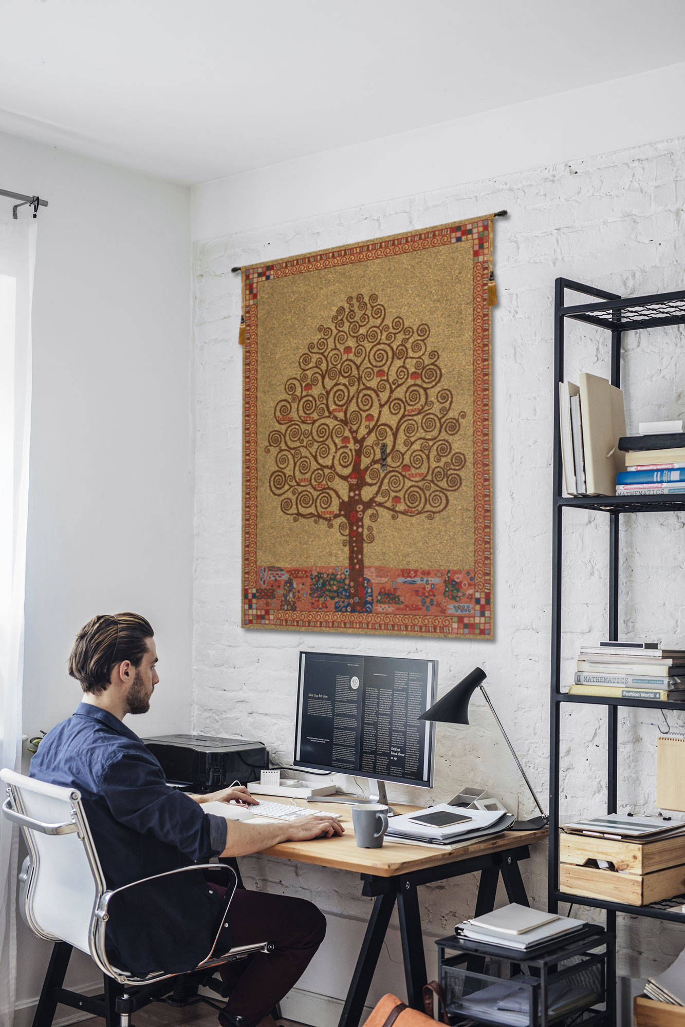 Gustav Klimt Tree of Life Tapestry Wall Hanging 21 x 18 in Art Nouveau Jacquard Woven European Wall Decor