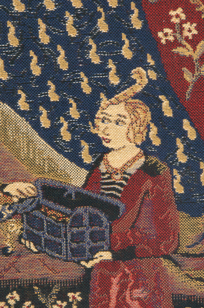 Medieval Seul Desire Tapestry Wall Hanging with Loops 19 x 19 in Lady Unicorn Jacquard Woven French Decor