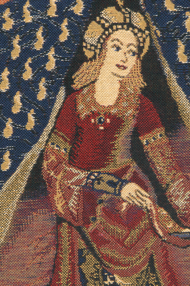 Medieval Seul Desire Tapestry Wall Hanging with Loops 19 x 19 in Lady Unicorn Jacquard Woven French Decor