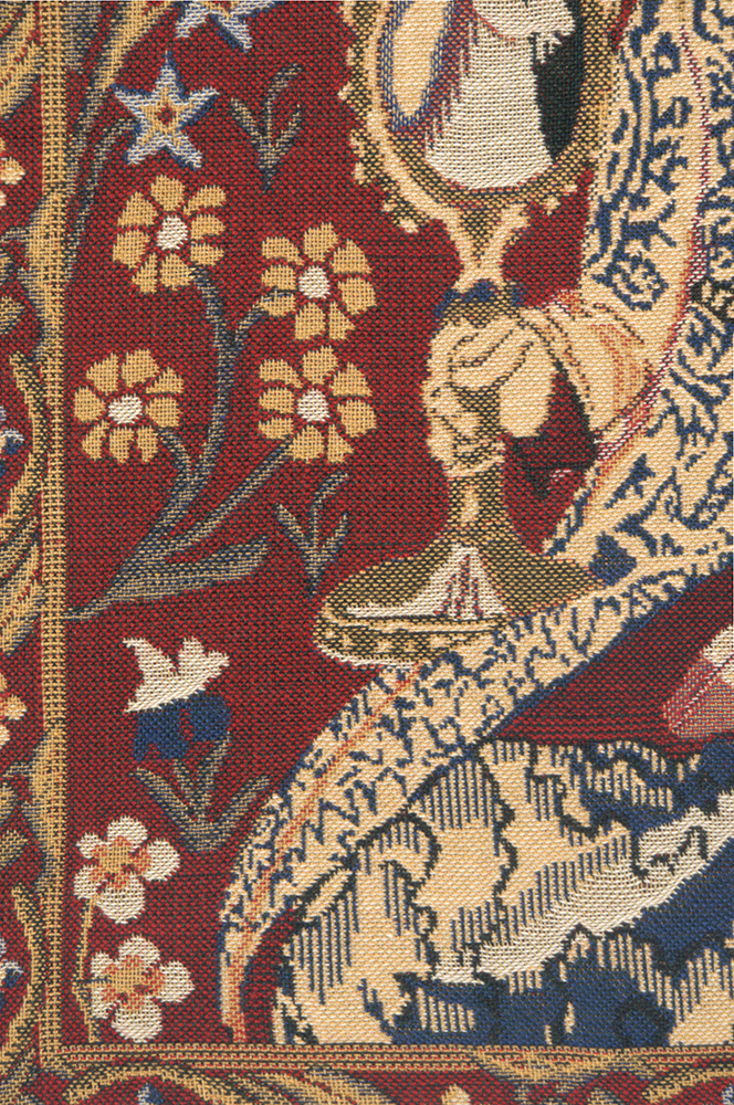 Medieval La Vue Tapestry Wall Hanging with Loops 19 x 19 in Lady Unicorn Jacquard Woven French Wall Decor
