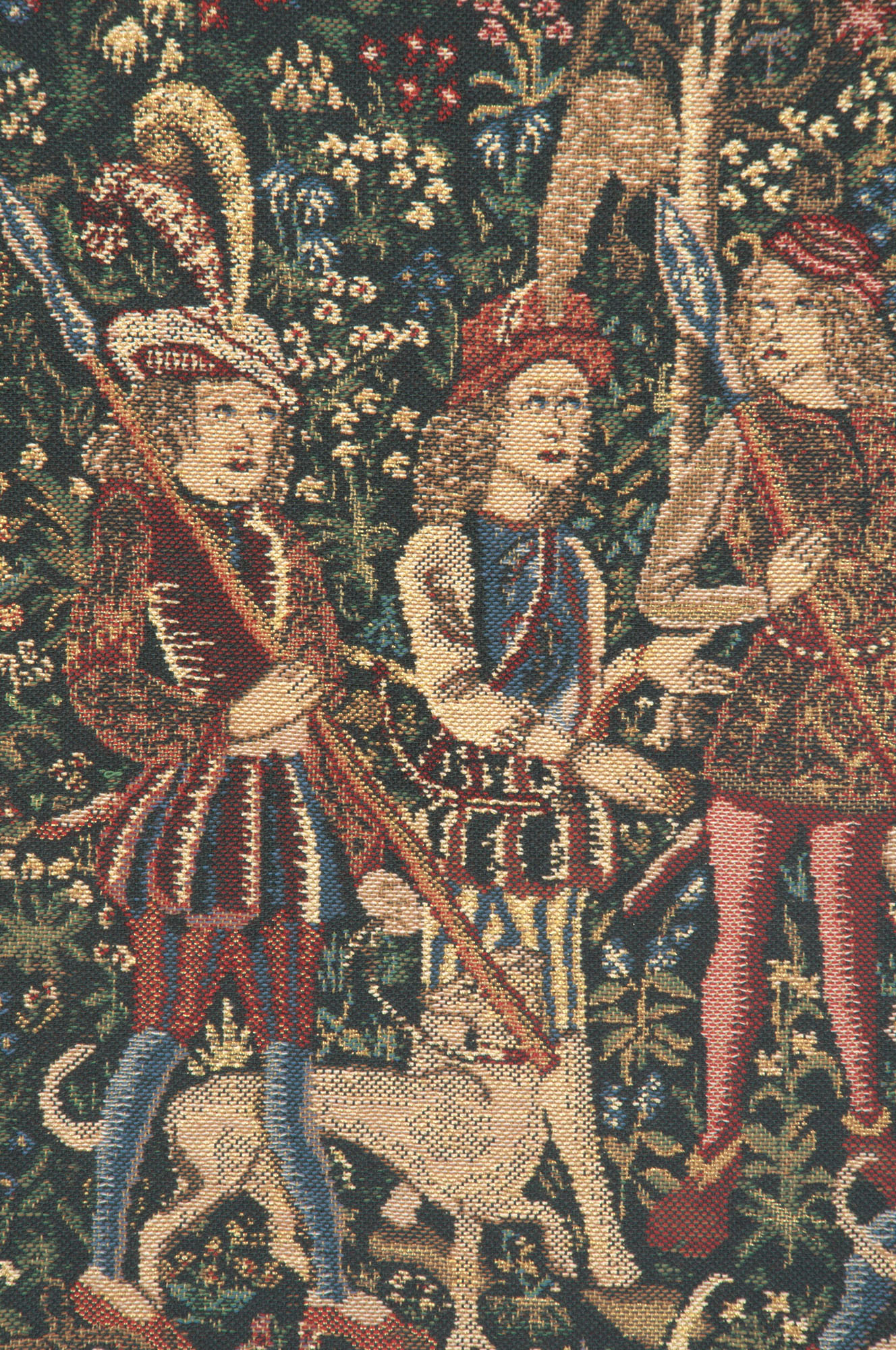 Medieval Unicorn Hunt Tapestry Wall Hanging with Loops 19 x 19 in Jacquard Woven French Renaissance Wall Decor