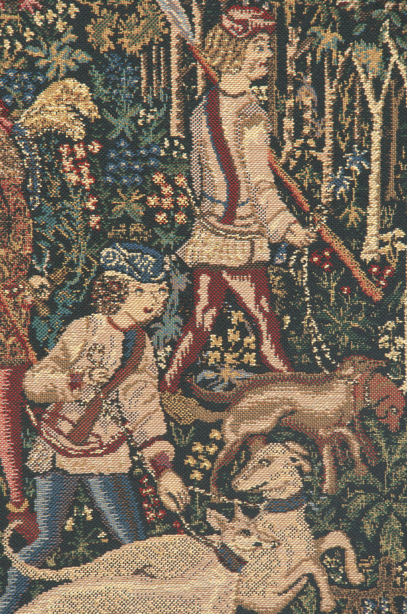 Medieval Unicorn Hunt Tapestry Wall Hanging with Loops 19 x 19 in Jacquard Woven French Renaissance Wall Decor