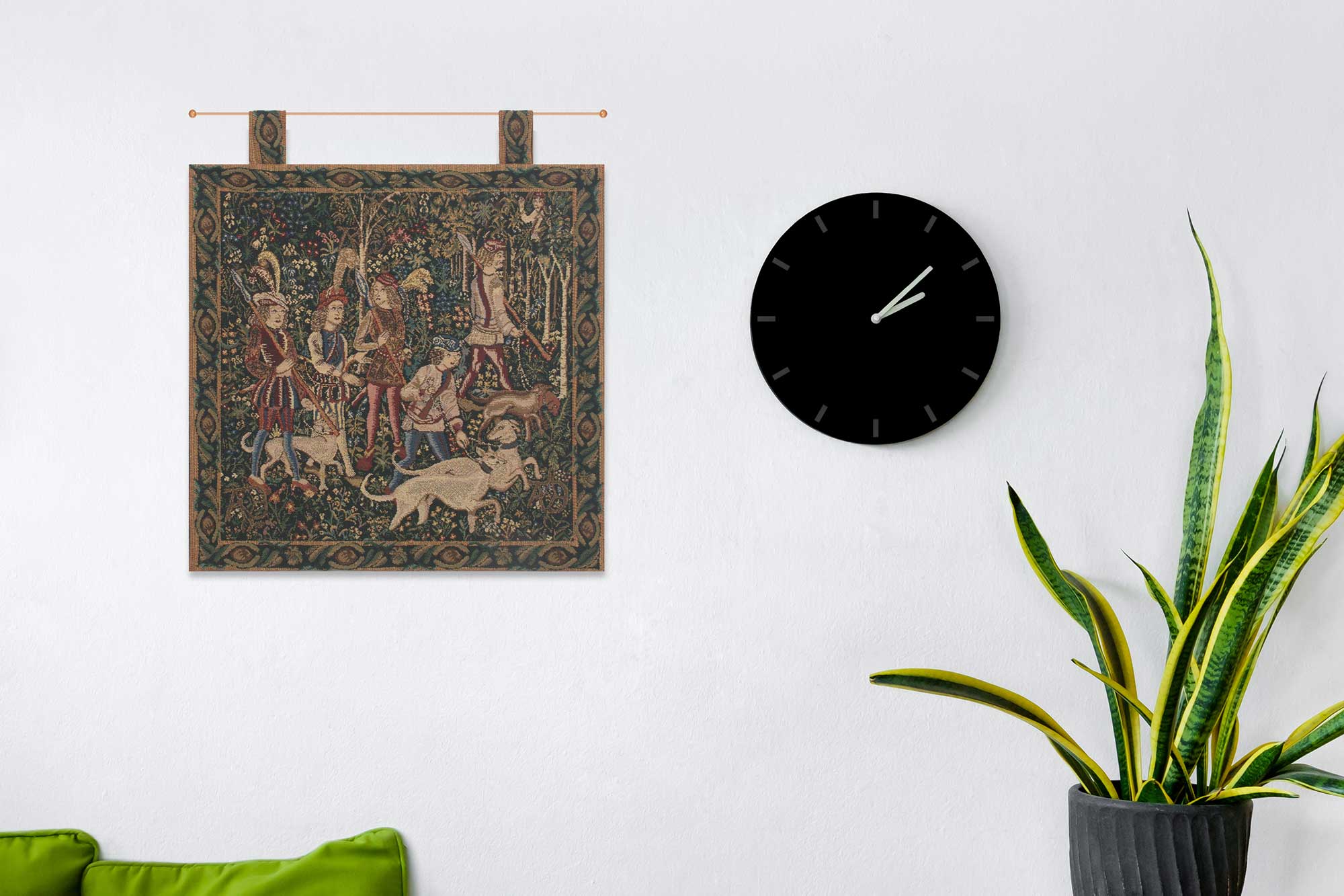 Medieval Unicorn Hunt Tapestry Wall Hanging with Loops 19 x 19 in Jacquard Woven French Renaissance Wall Decor