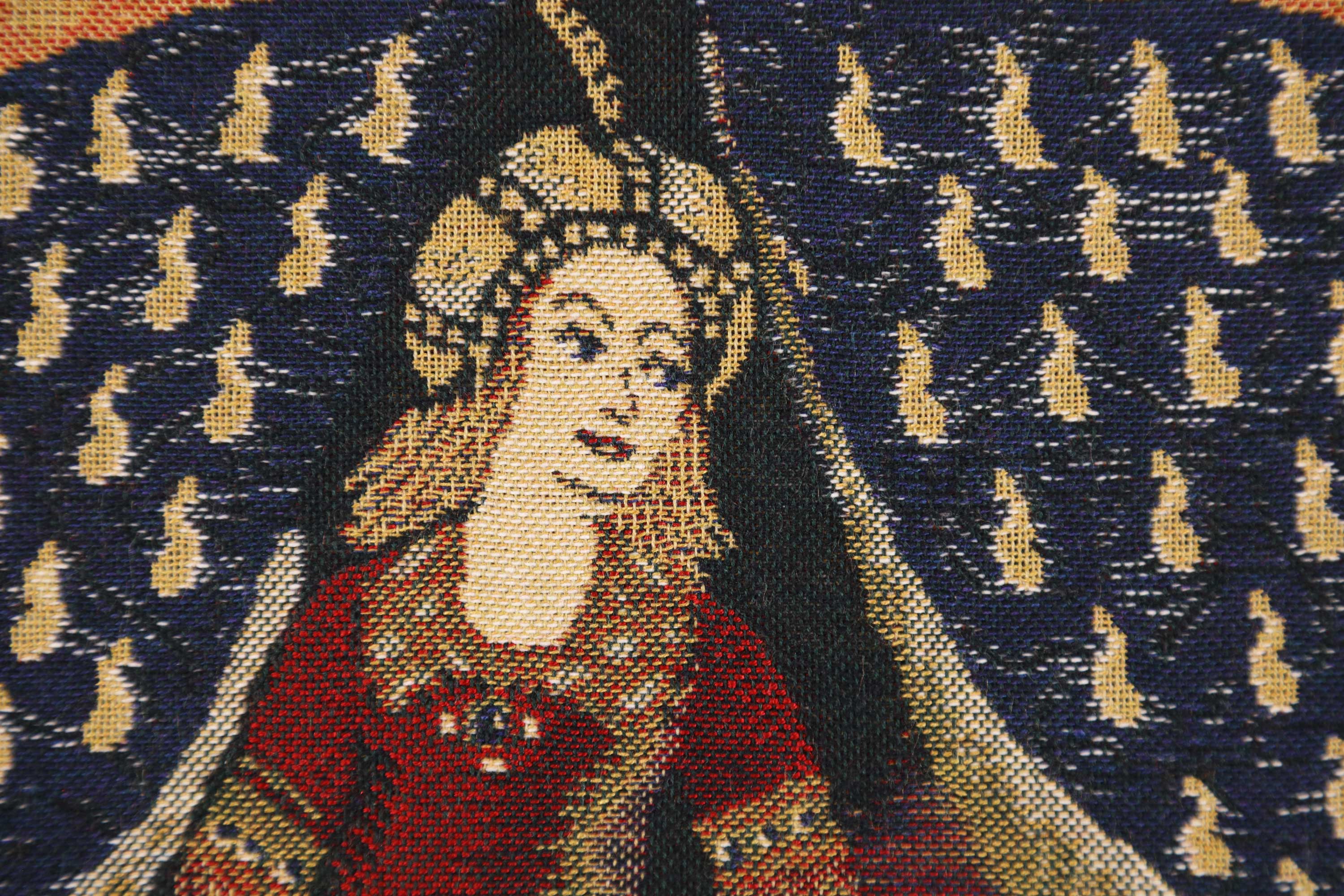 Medieval My Only Desire Tapestry Pillow Cover 16x16 Inch Cotton Jacquard Woven Cushion Cover