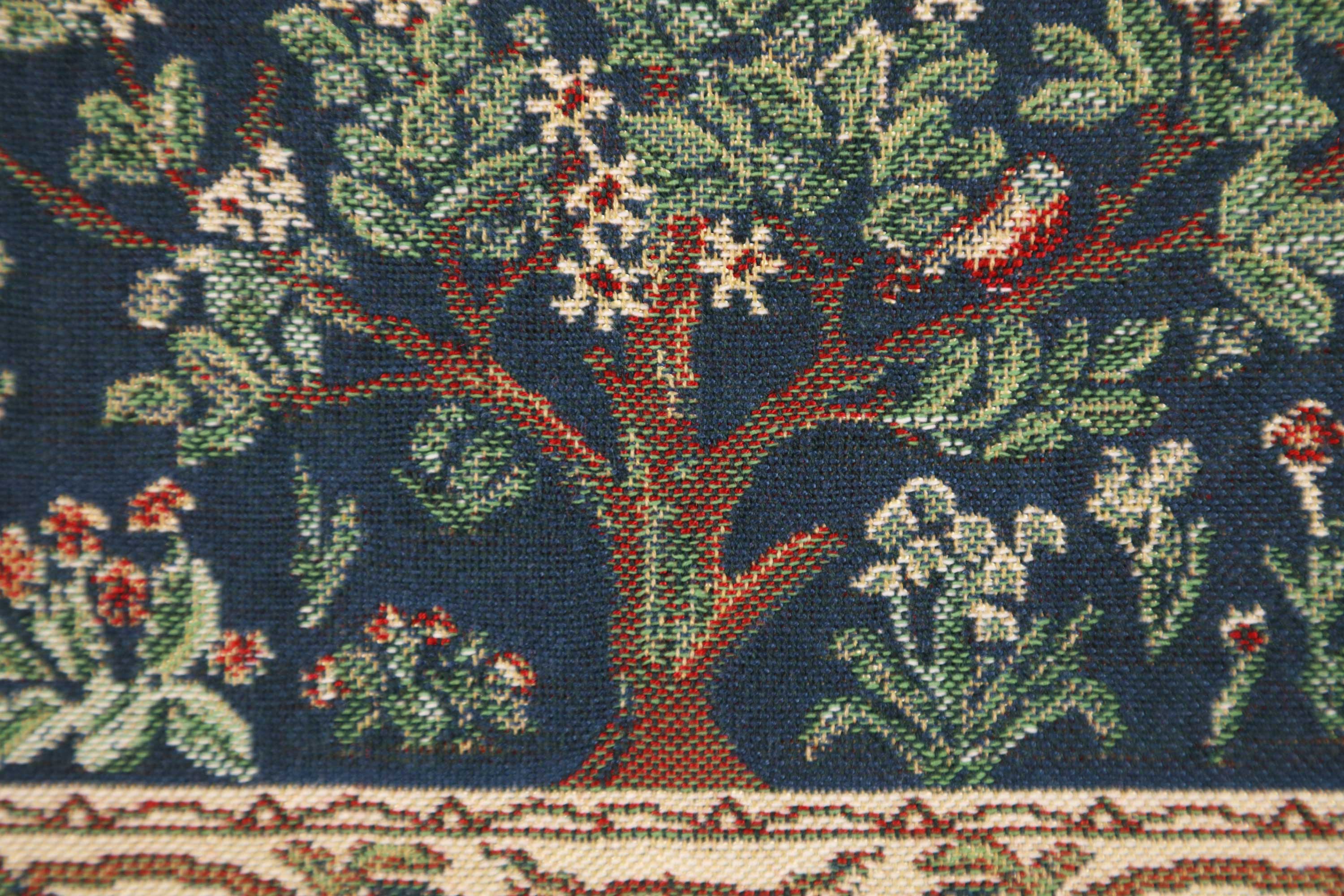 Green Tree Belgian Tapestry Pillow Cover 16x16 inch Cotton Jacquard Woven Cushion Cover
