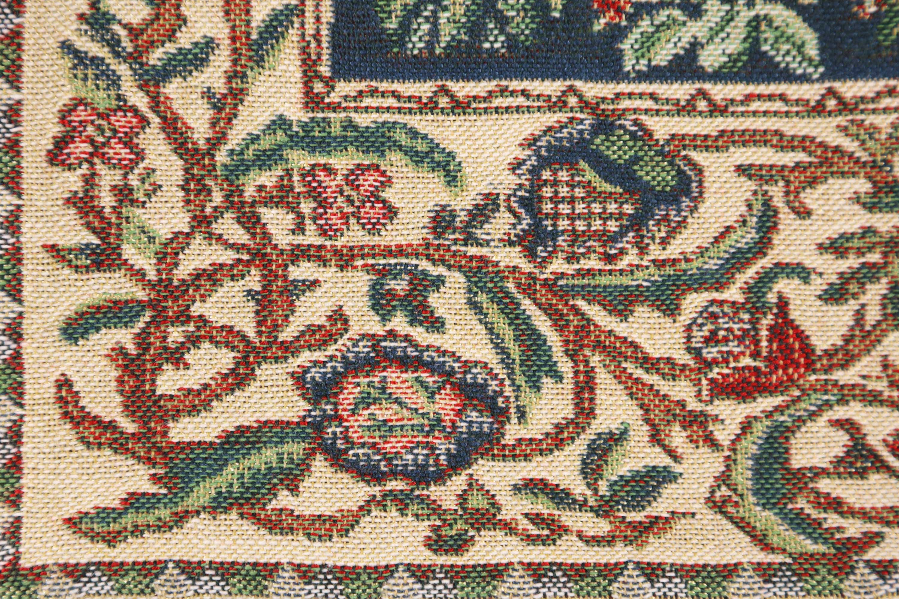 Green Tree Belgian Tapestry Pillow Cover 16x16 inch Cotton Jacquard Woven Cushion Cover