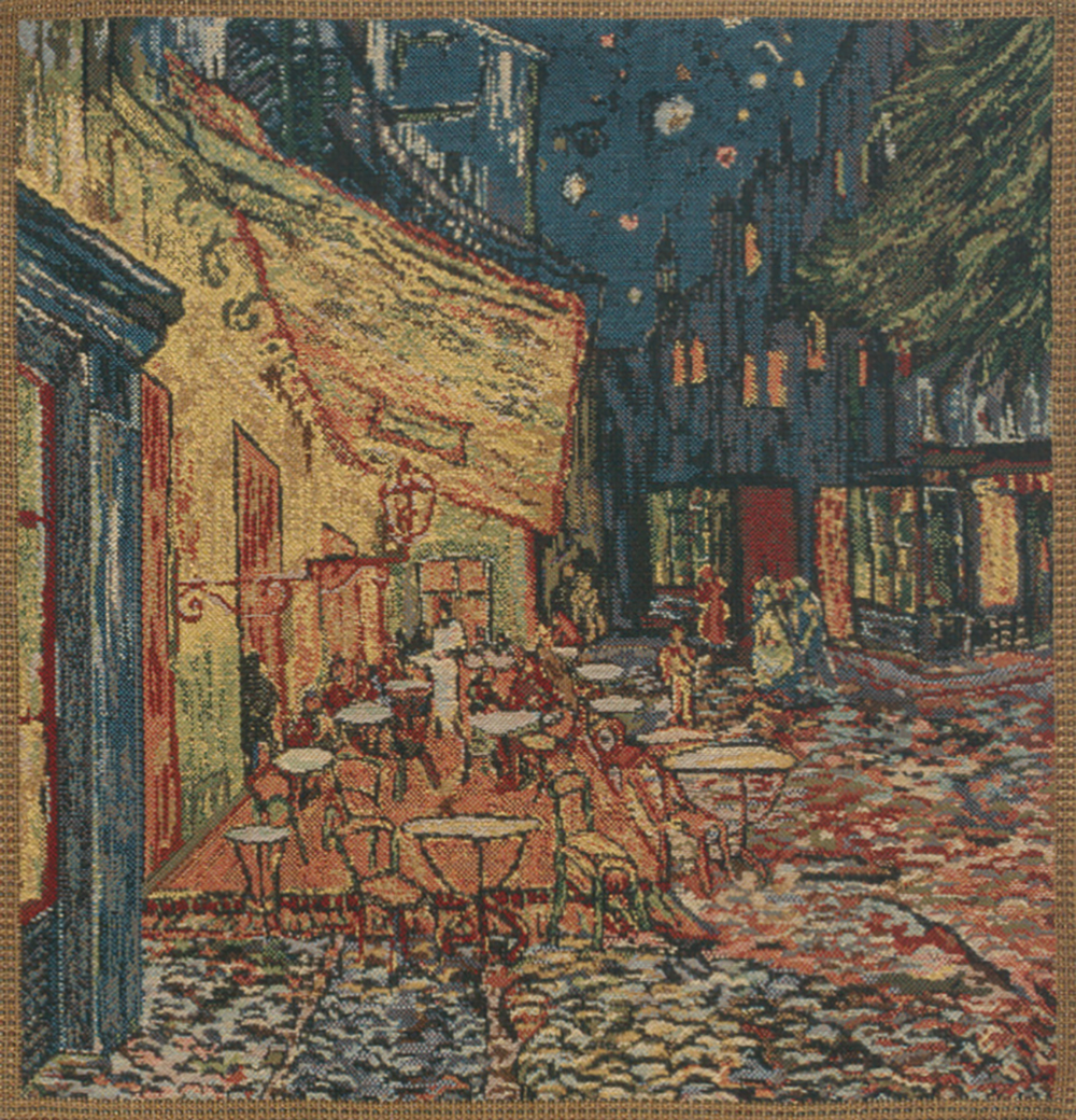 Vincent Van Gogh Terrace Tapestry Pillow Cover 16x16 Inch Cotton Jacquard Woven Cushion Cover