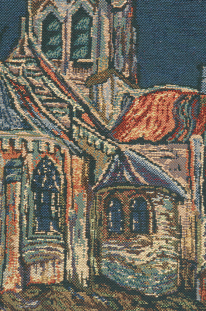 Vincent Van Gogh The Church of Auvers Tapestry Pillow Cover 16x16 Inch Cotton Jacquard Woven Cushion Cover