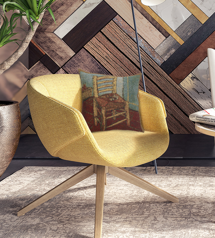 Vincent Van Gogh The Chair Tapestry Pillow Cover 16x16 Inch Cotton Jacquard Woven Cushion Cover
