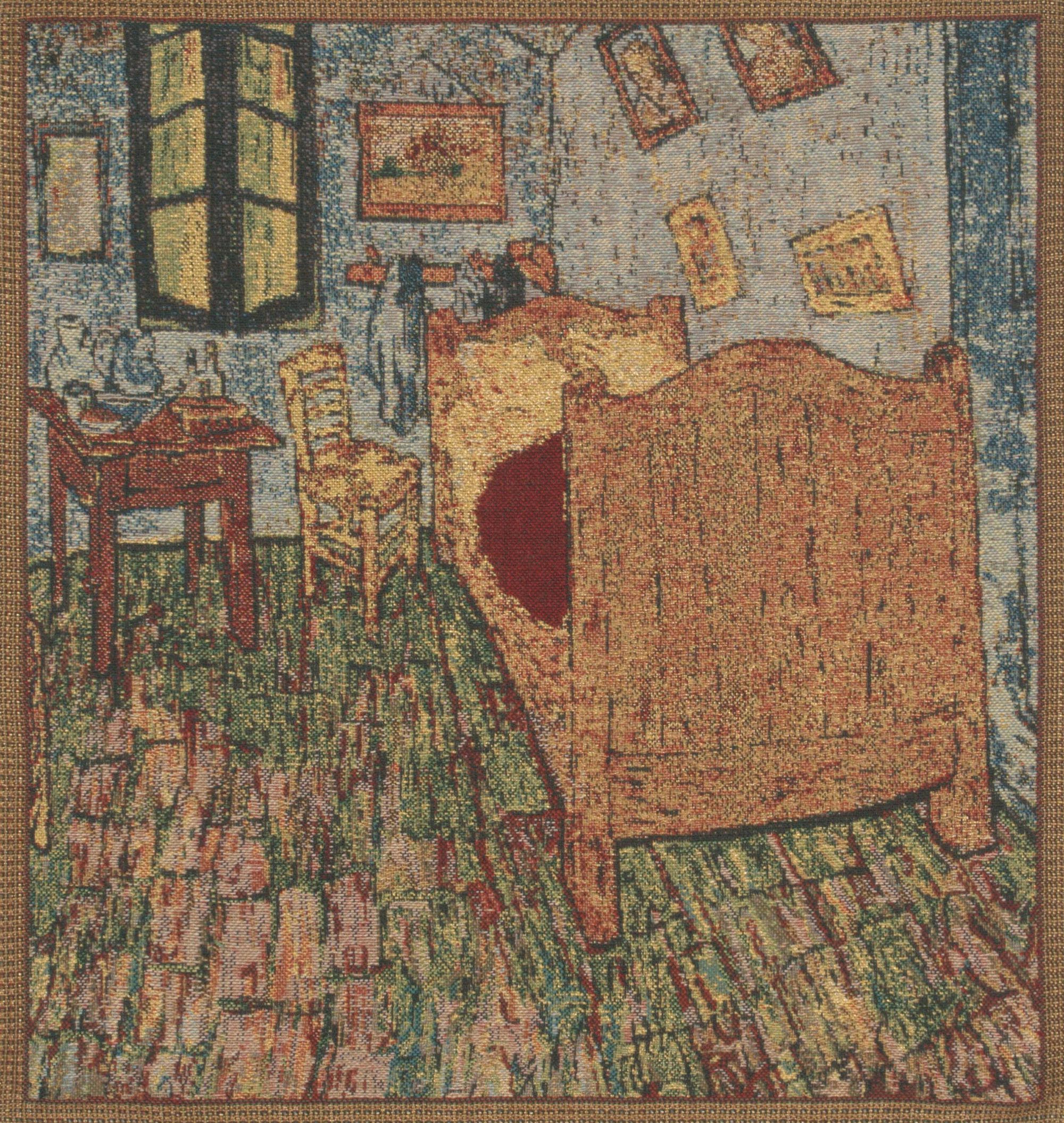 Vincent Van Gogh The Sleeping Room Tapestry Pillow Cover 16x16 Inch Cotton Jacquard Woven Cushion Cover