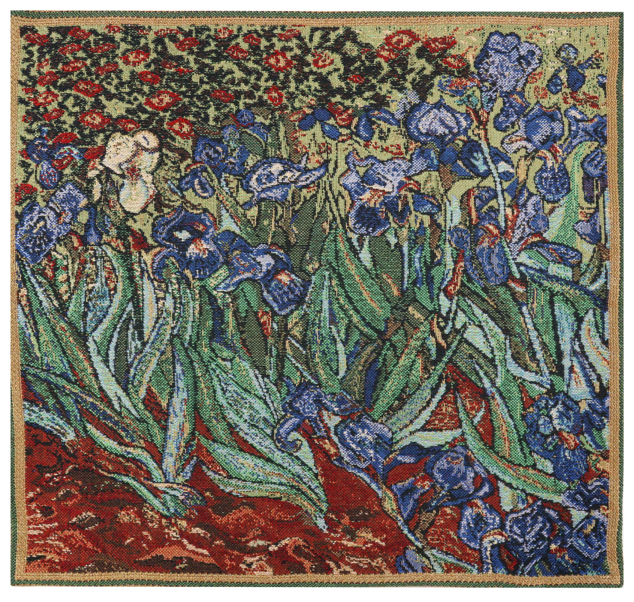 Vincent Van Gogh The Iris I Tapestry Pillow Cover 16x16 Inch Cotton Jacquard Woven Cushion Cover