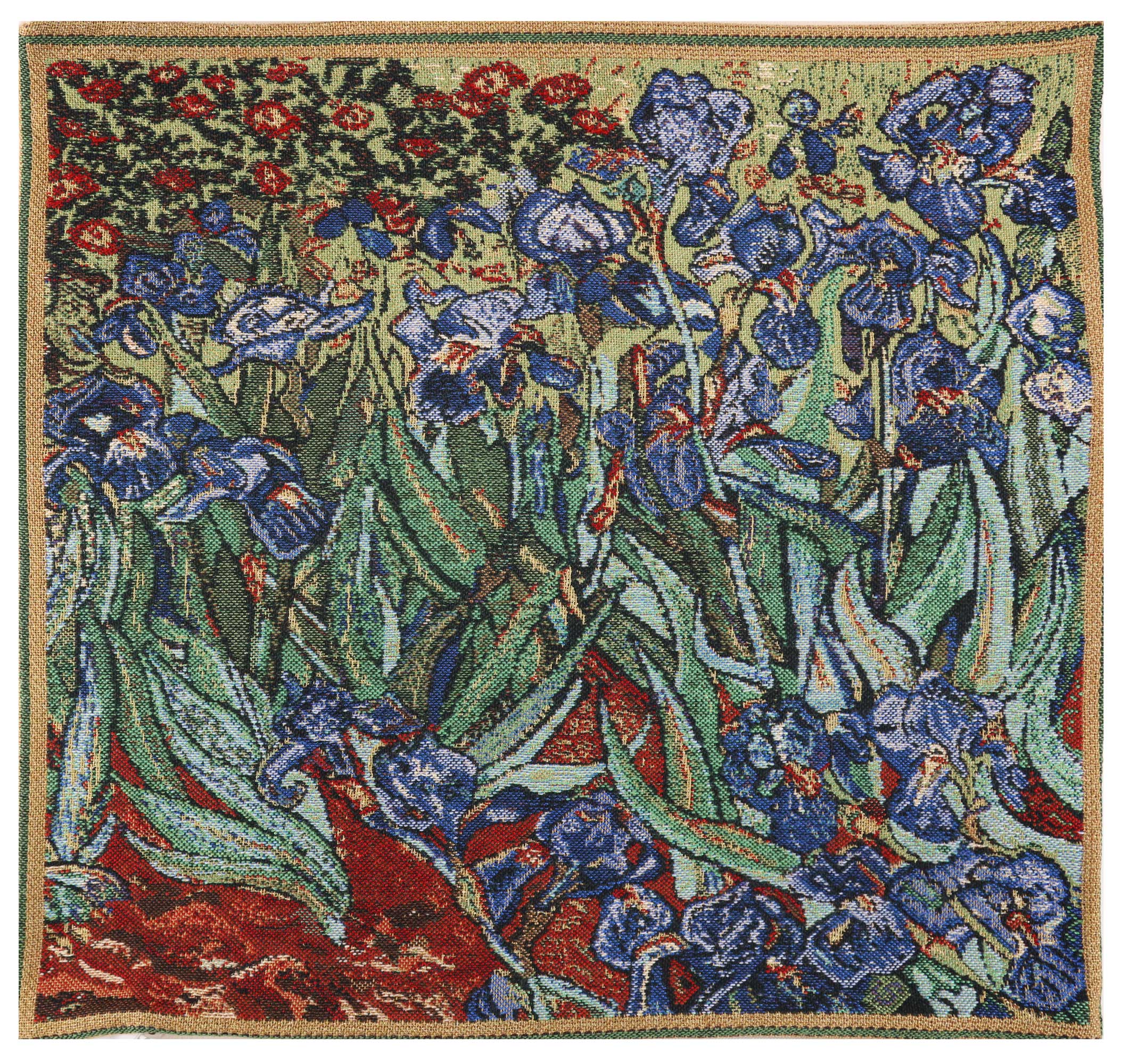Vincent Van Gogh The Iris II Tapestry Pillow Cover 16x16 Inch Cotton Jacquard Woven Cushion Cover