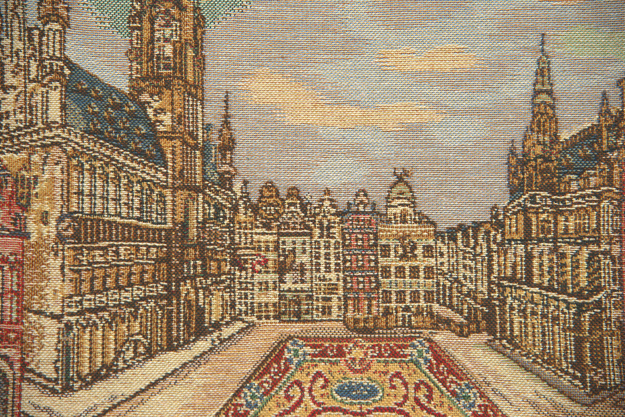 Vintage Grand Place Brussels Tapestry Pillow Cover 16x16 Inch Cotton Jacquard Woven Cushion Cover