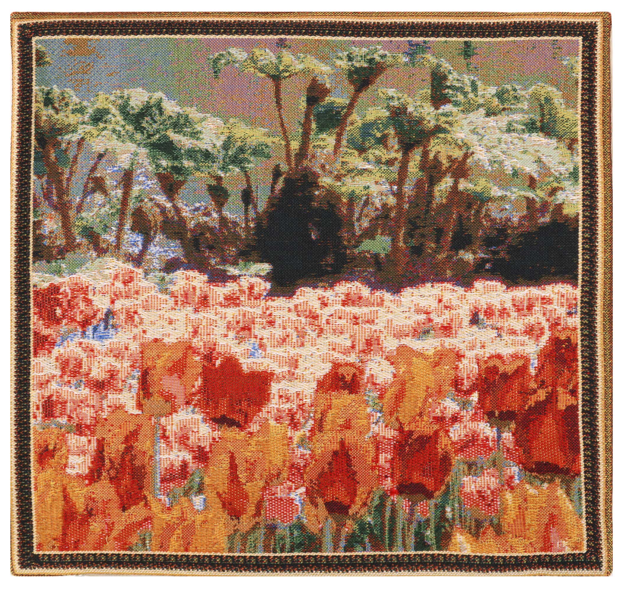 Floral Keukenhof Gardens Tapestry Pillow Cover 16x16 Inch Cotton Jacquard Woven Cushion Cover