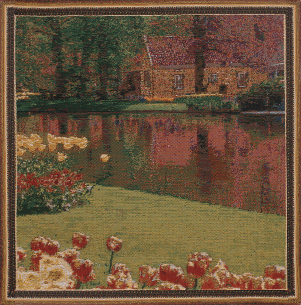 Floral Keukenhof Gardens Tapestry Pillow Cover 16x16 Inch Cotton Jacquard Woven Cushion Cover