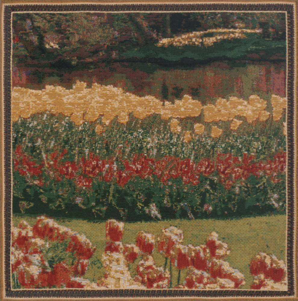Floral Keukenhof Gardens Tapestry Pillow Cover 16x16 Inch Cotton Jacquard Woven Cushion Cover
