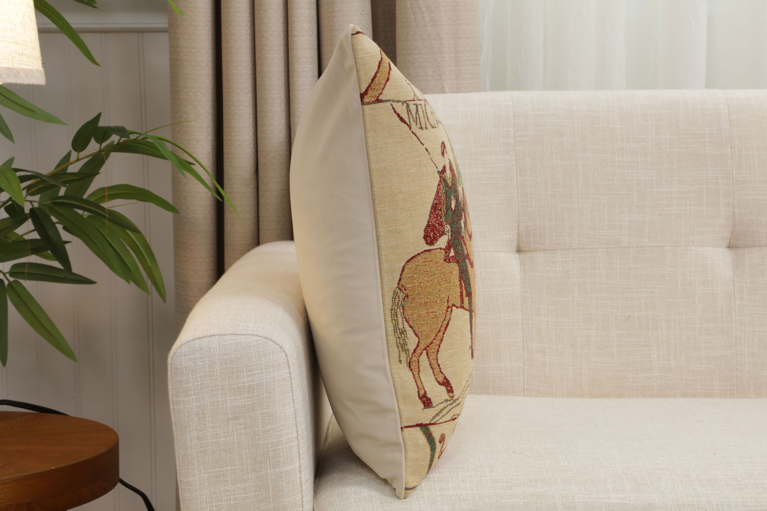 Bayeux Mont St. Michel Medieval Tapestry Pillow Cover 16x16 Inch Cotton Jacquard Woven Cushion Cover
