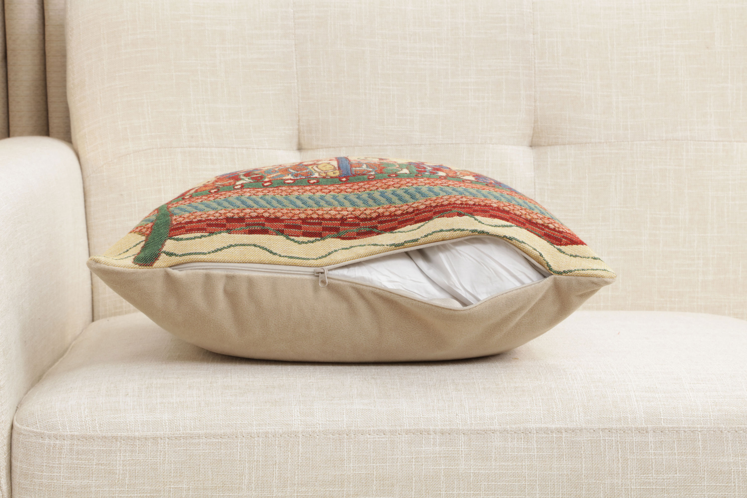 Bayeux Navigo Medieval Tapestry Pillow Cover 16x16 Inch Cotton Jacquard Woven Cushion Cover
