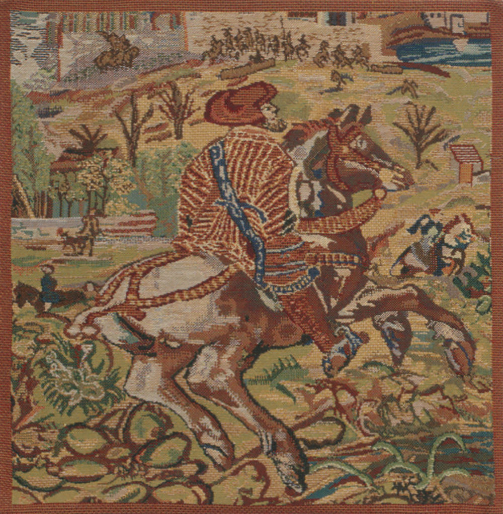 Medieval Vieux Brussels Tapestry Pillow Cover 16x16 Inch Cotton Jacquard Woven Cushion Cover