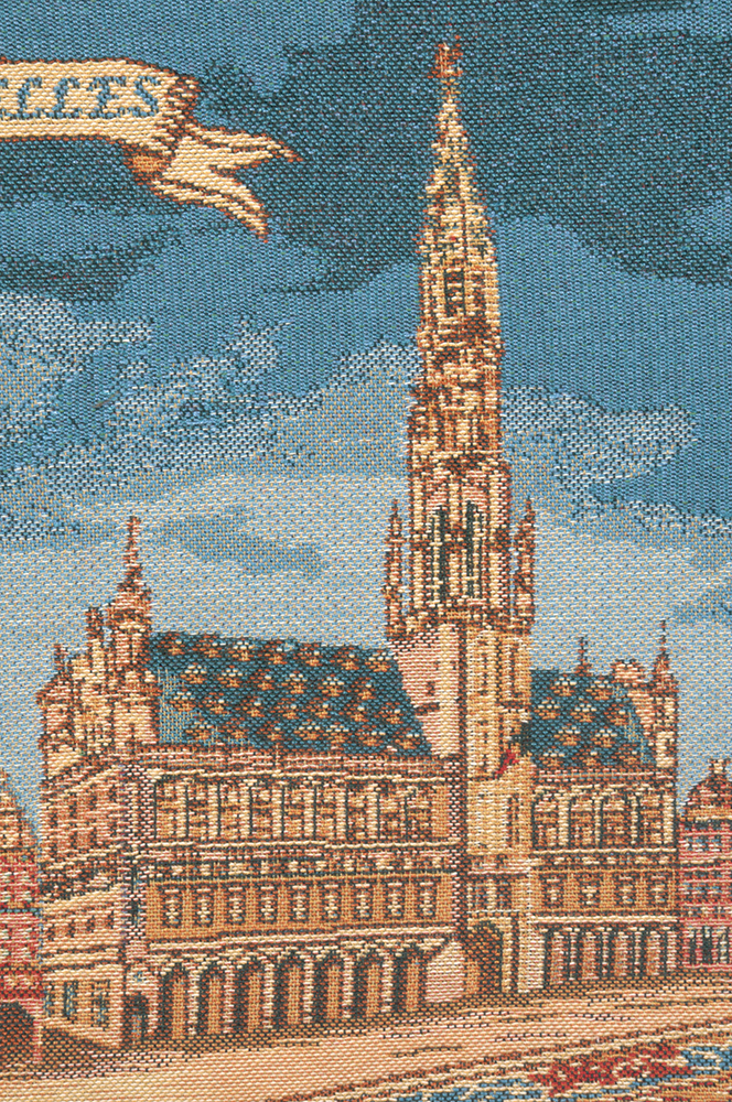 Vintage Grand Place Brussels Tapestry Pillow Cover 16x16 Inch Cotton Jacquard Woven Cushion Cover