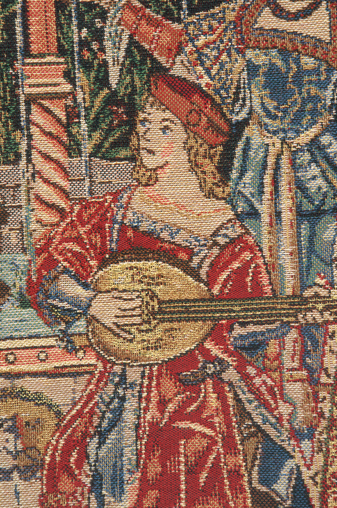 Medieval The Concert Tapestry Pillow Cover 16x16 Inch Cotton Jacquard Woven Cushion Cover