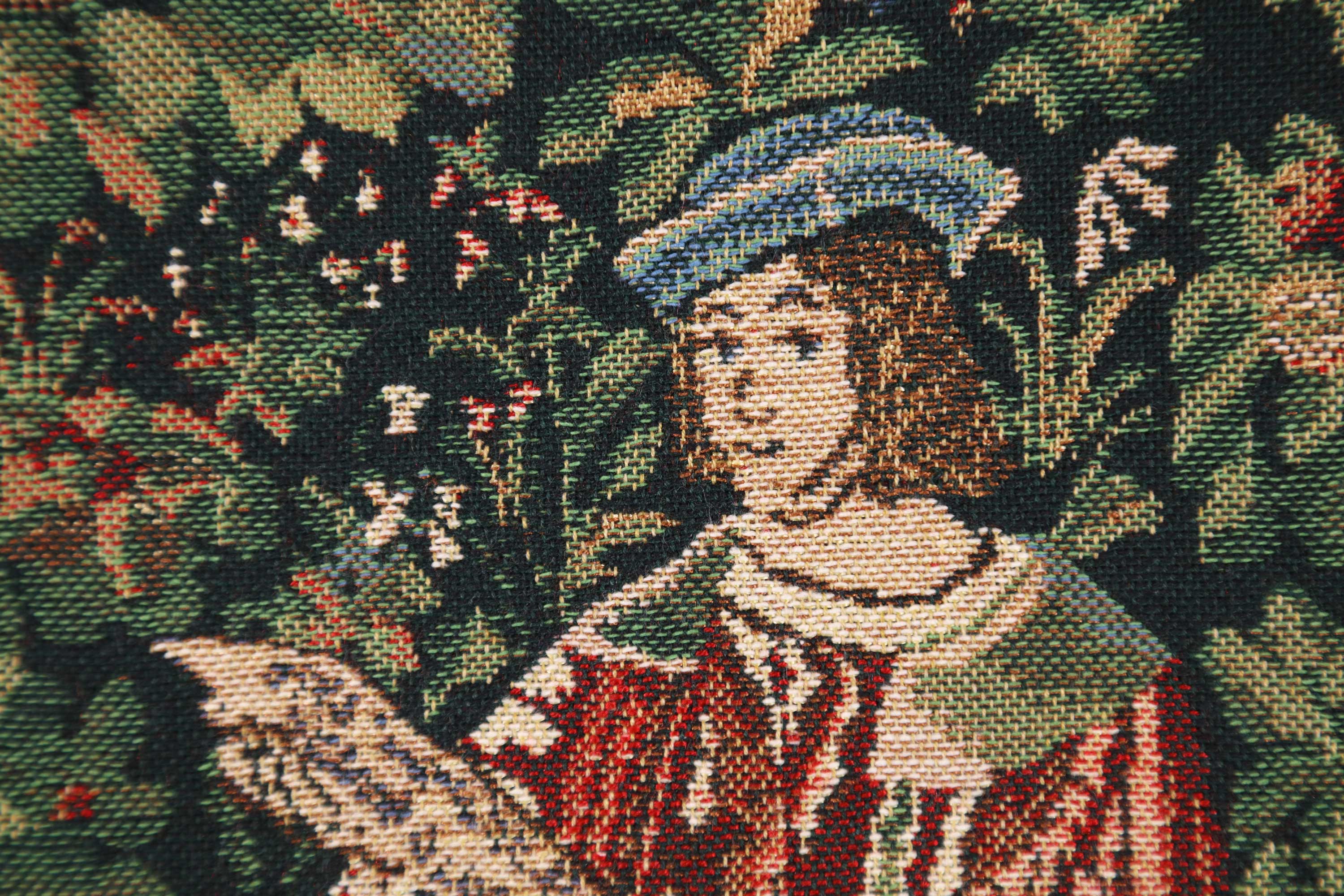 Medieval The Reading Tapestry Pillow Cover 16x16 Inch Cotton Jacquard Woven Cushion Cover